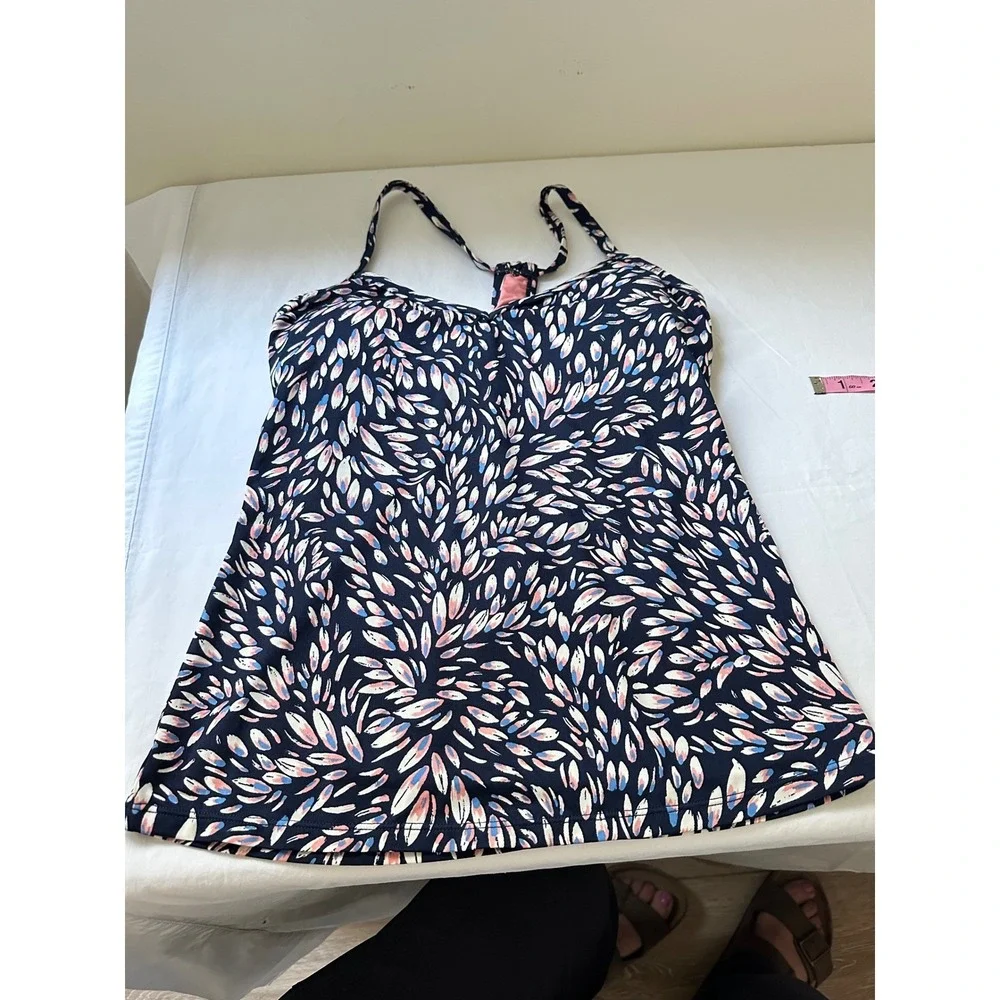 Carve Designs‎ Stinson Tankini Top Navy Petal Print Swim Size Small